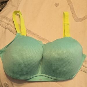 VSX Turquoise and Neon Yellow Sports Bra Athletic 36DDD Victoria's Secret